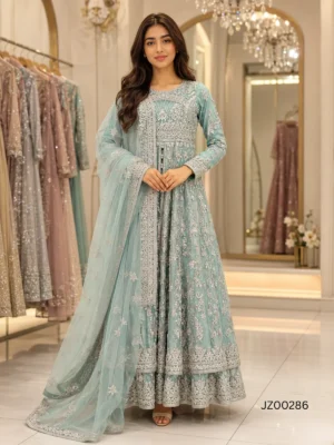 Walima bridal dress - Ice Blue Bridal Maxi - Jabeenz Manchester