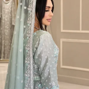 Sage Serenity Bridal Lehenga Choli in Organza
