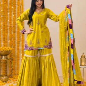 Mustard Dhani Pakistani Wedding & Party Wear Gharara