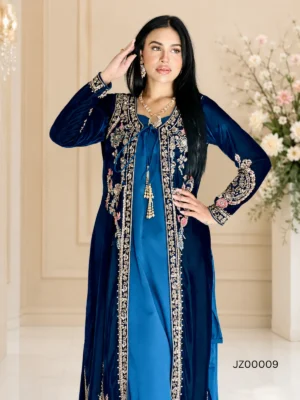 Royal Elegance Velvet Jacket Ensemble — detail view | Jabeenz UK