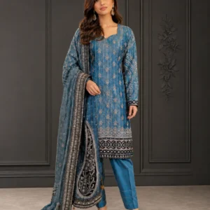 Metallic Blue Pakistani Party Wear Dress