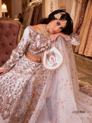 White Lehenga Choli — detail view | Jabeenz UK
