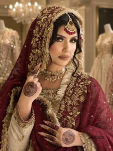 Golden Gharara with Maroon Dupatta