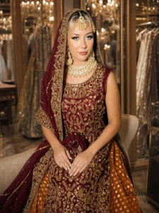 Red Bridal Embroidered Lehenga
