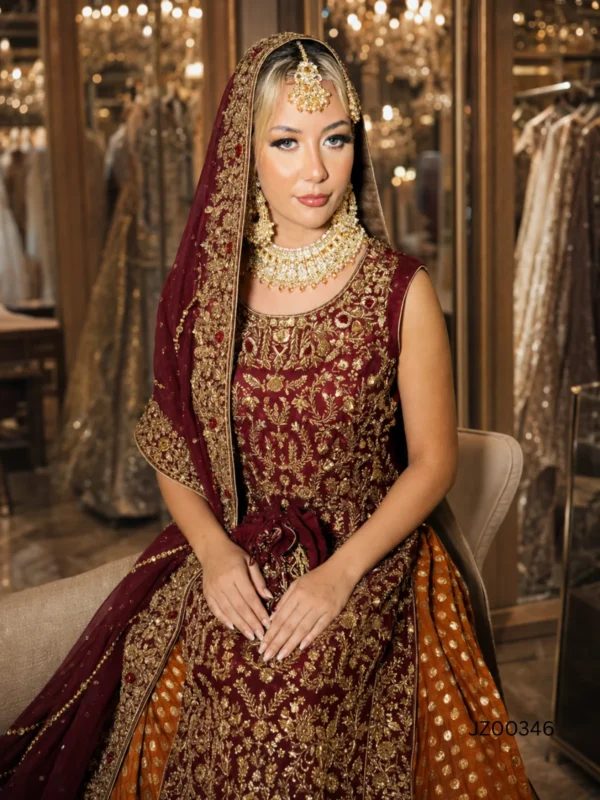 Red Bridal Embroidered Lehenga