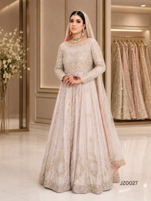 Ivory Front-Open Bridal Maxi — styling view | Jabeenz UK