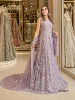Silver Embellished Purple Maxi — detail view | Jabeenz UK