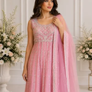 Light Pink Pakistani Wedding & Party Wear Maxi