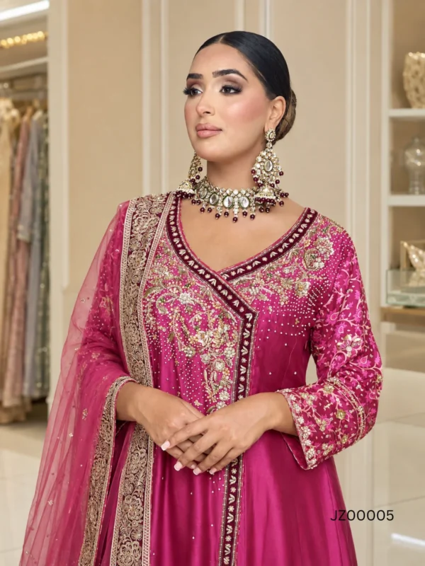 Hot Pink Angarkha Pakistani Wedding & Party Wear