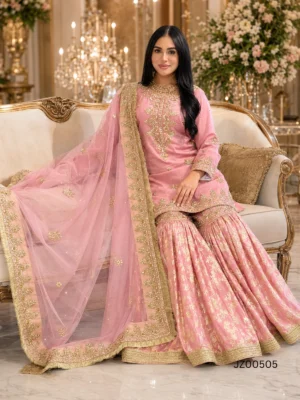 Pink Gharara — back view | Jabeenz UK