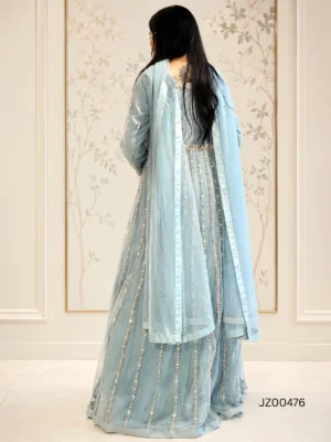 Ice Blue Party Wear Maxi — styling view | Jabeenz UK
