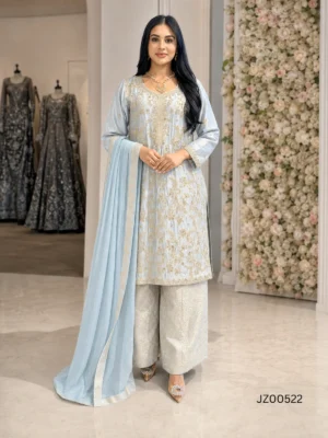 Ice Blue Shirt with Palazzo — styling view | Jabeenz UK