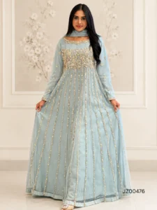 Ice Blue Party Wear Maxi