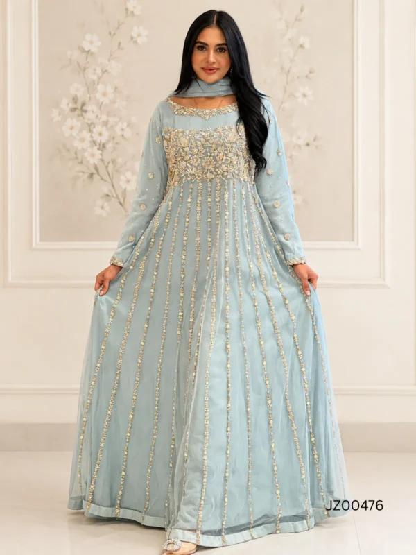 Ice Blue Party Wear Maxi