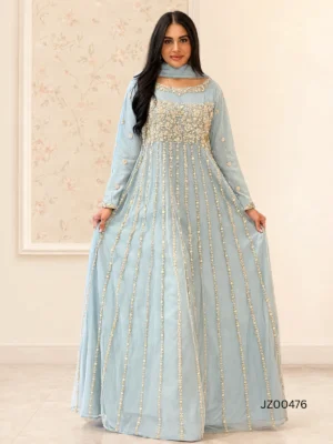 Ice Blue Party Wear Maxi — detail view | Jabeenz UK