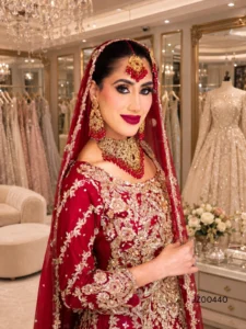 Red Net & Silk Lehenga