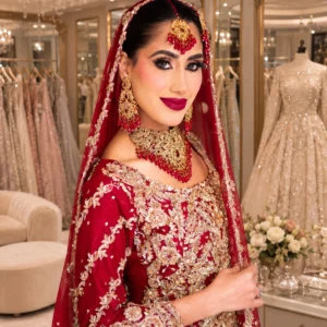 Red Net & Silk Lehenga