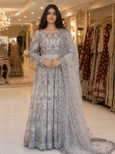 Walima bridal dress - Grey Fawn Embellished Bridal Maxi - Jabeenz Manchester