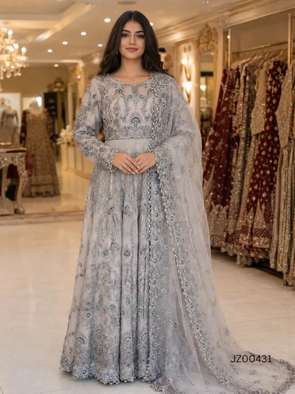Walima bridal dress - Grey Fawn Embellished Bridal Maxi - Jabeenz Manchester