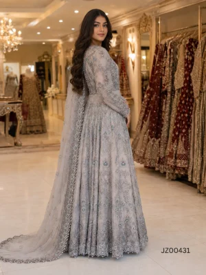 Red bridal outfit - Grey Fawn Embellished Bridal Maxi detail - Jabeenz