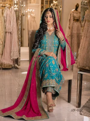 Sea Blue Formal Outfit — detail view | Jabeenz UK
