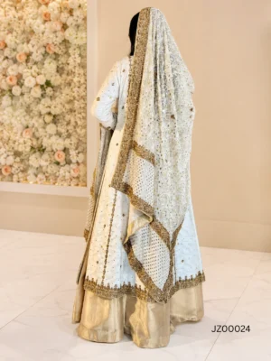 The White & Golden Khaddi Cotton Ensemble — detail view | Jabeenz UK