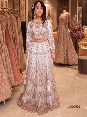 White Lehenga Choli — close-up view | Jabeenz UK
