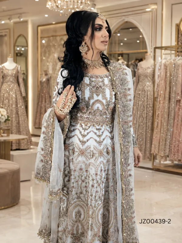 White Embroidered Organza Lehenga Choli - alternate view