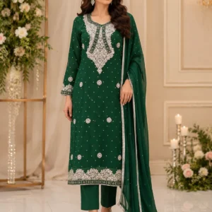 Emerald Green Pakistani Partywear & Wedding Guest Dress