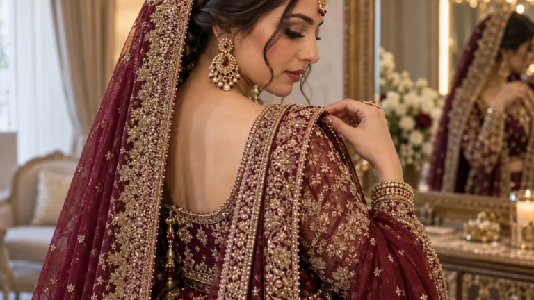 Pakistani Bridal Lehenga UK: How to Pin a Heavy Dupatta Without Pulling the Blouse