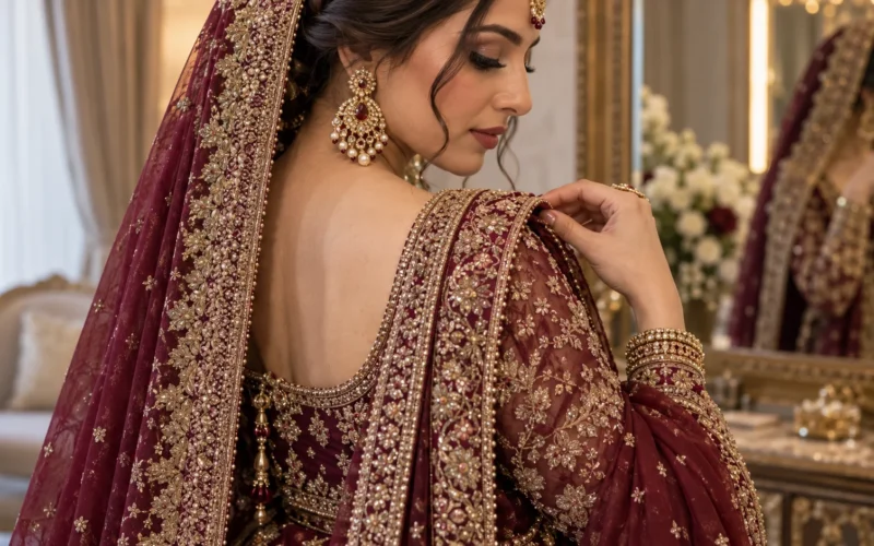 Pakistani Bridal Lehenga UK: How to Pin a Heavy Dupatta Without Pulling the Blouse