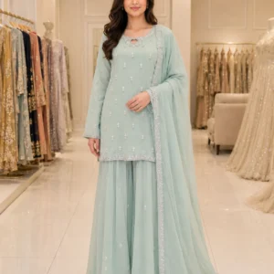 Mint Green Pakistani Wedding & Party Wear Sharara