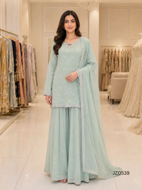 Mint Green Pakistani Wedding & Party Wear Sharara